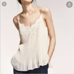 Massimo dutti Pleated and Lace Woven Camisole